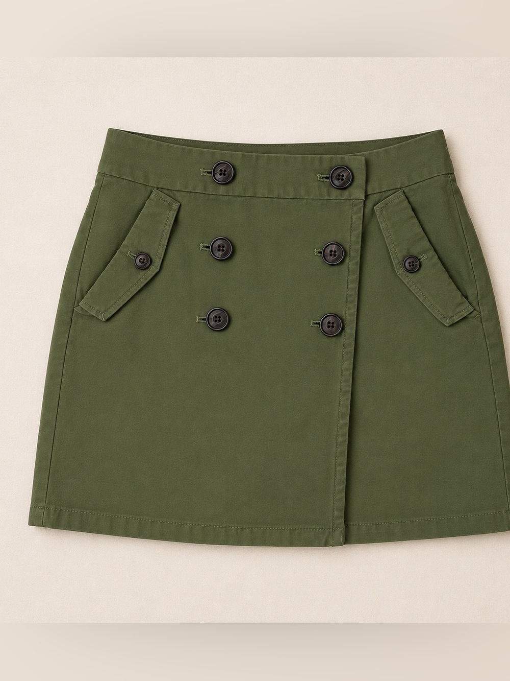 J.Crew Olive Green Military Utility Mini Skirt Button Front Y2K Safari